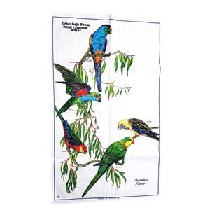 Vintage Ross Australian Birds Linen Kitchen Tea Towel Mount Tamborine Winery